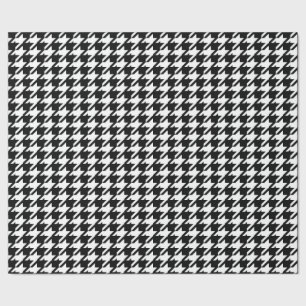 Houndstooth Black-and-White Abstract Check Pattern Wrapping Paper