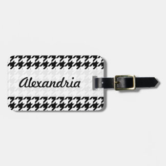 Houndstooth Black and White Decorative Art Pattern Luggage Tag