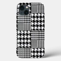 Houndstooth Black And White Patchwork Pattern