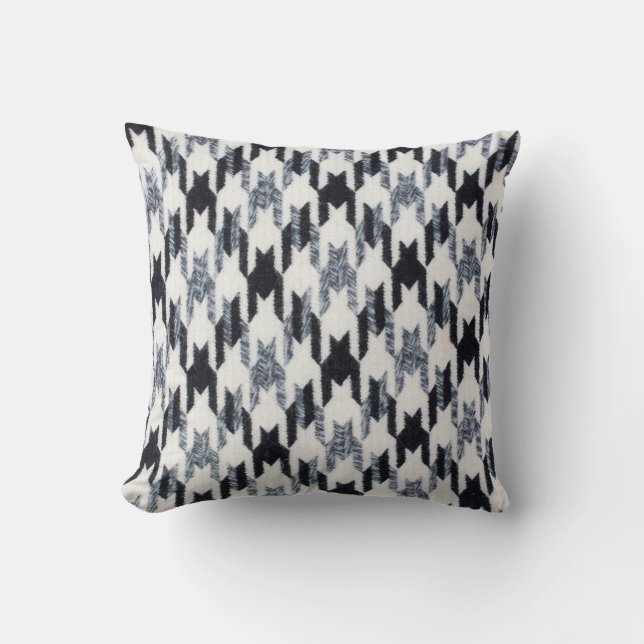 Houndstooth black and white pattern throw pillow (Front)