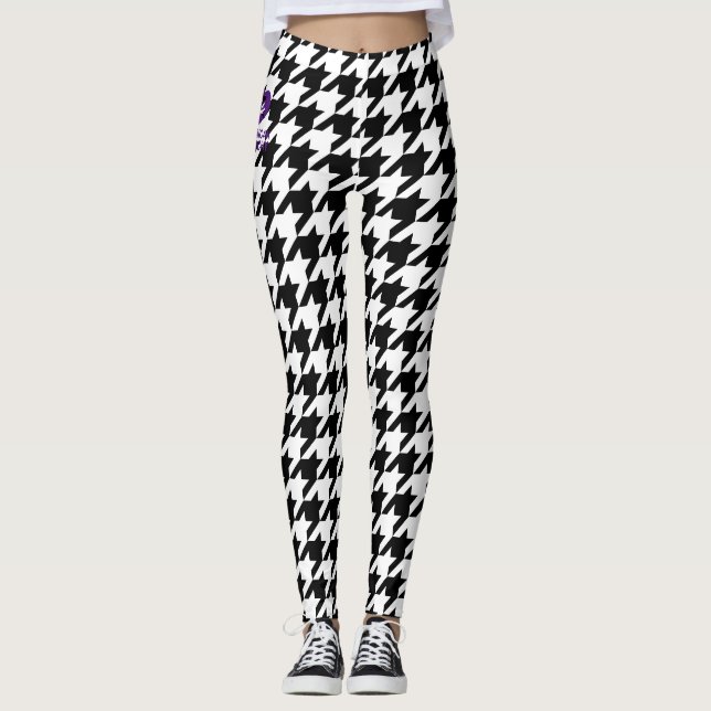 Houndstooth - Black White - Emo - Leggings (Front)
