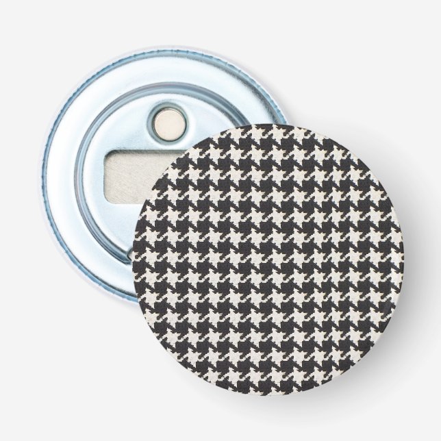 Houndstooth Black White Pattern Bottle Opener (Front)