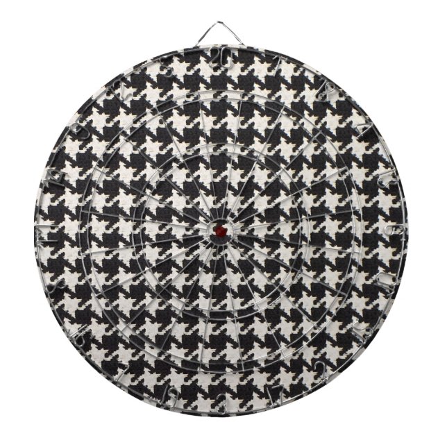Houndstooth Black & White Pattern Dartboard (Front)