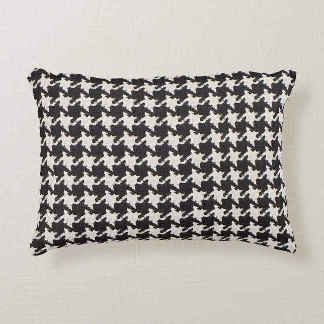 Houndstooth Black White Pattern Decorative Cushion (Front)