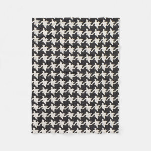 Houndstooth Black White Pattern Fleece Blanket