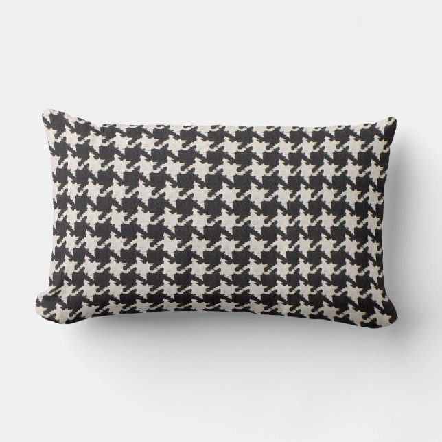 Houndstooth Black White Pattern Lumbar Cushion (Front)