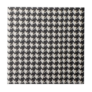 Houndstooth Black White Pattern Tile
