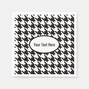 Houndstooth Black White Wedding Personalised Napkin