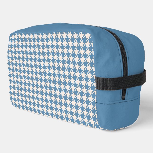 Houndstooth Blue+Cream Pattern Dopp Kit (Left Corner)