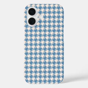 Houndstooth Blue+Cream Rpt Pattern iPhone 16 Case