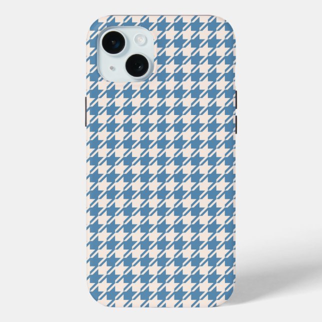 Houndstooth Blue+Cream Rpt Pattern Case-Mate iPhone Case (Back)
