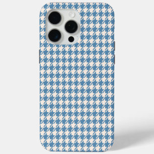 Houndstooth Blue+Cream Rpt Pattern iPhone 15 Pro Max Case