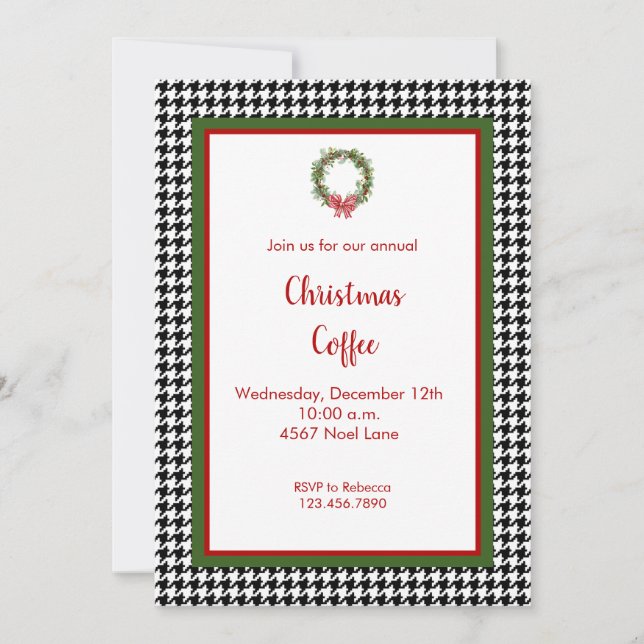 Houndstooth Border Christmas Invitation (Front)