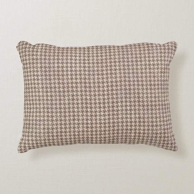 Houndstooth Brown Pattern Decorative Cushion (Front)
