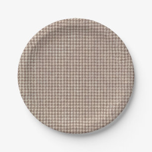 Houndstooth Brown Pattern Paper Plate