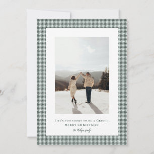 Houndstooth Brunswick Green frame photo Holiday Card