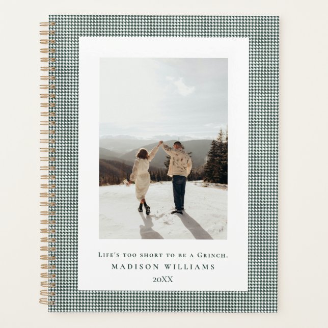 Houndstooth Brunswick Green frame photo  Planner (Front)