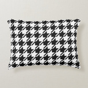 Houndstooth BW Big Pattern Decorative Cushion
