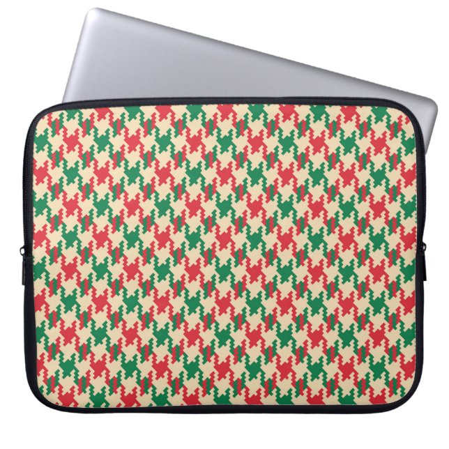 Houndstooth check pattern, dog tooth design. laptop sleeve (Front)