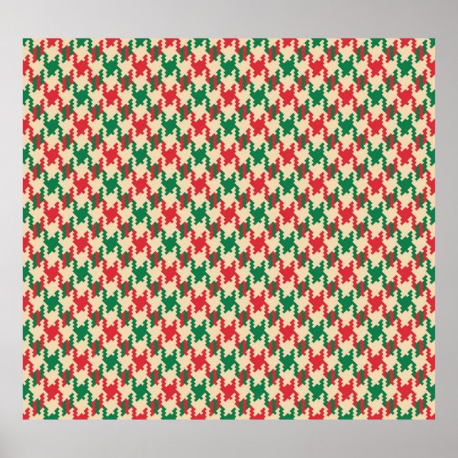 Houndstooth check pattern, dog tooth design. poster (Front)