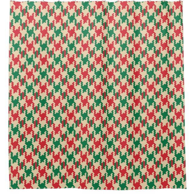 Houndstooth check pattern, dog tooth design. shower curtain (Front)