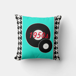 Houndstooth chequered 1950s vintage cushion