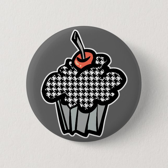 houndstooth cupcake 6 cm round badge (Front)