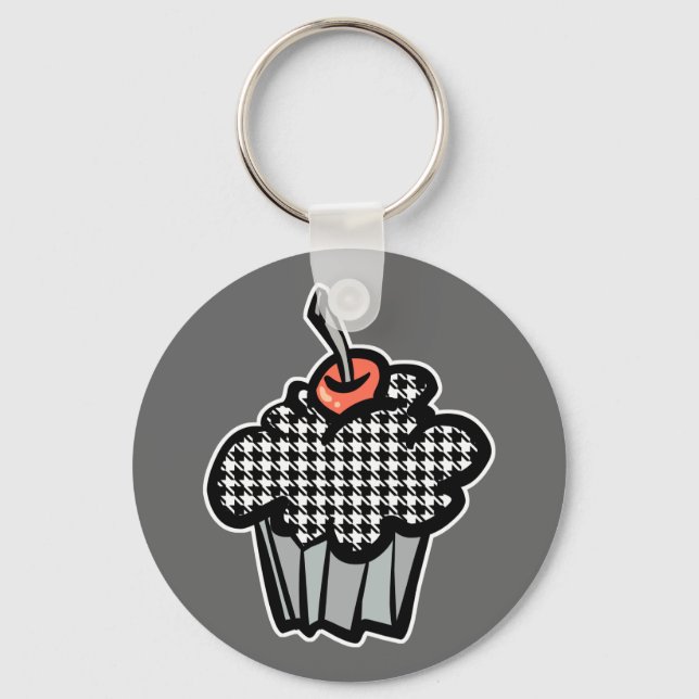 houndstooth cupcake key ring (Front)