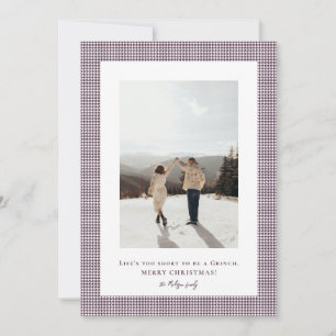 Houndstooth Dark Byzantium frame photo Holiday Card