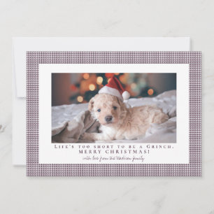 Houndstooth Dark Byzantium frame photo Holiday Card