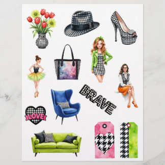 Houndstooth Fashion Scrapbook Paper Cutouts