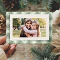 Houndstooth frame green three photo Christmas