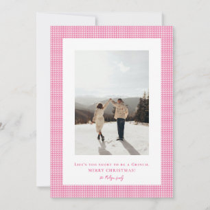 Houndstooth French Rose frame photo Holiday Card
