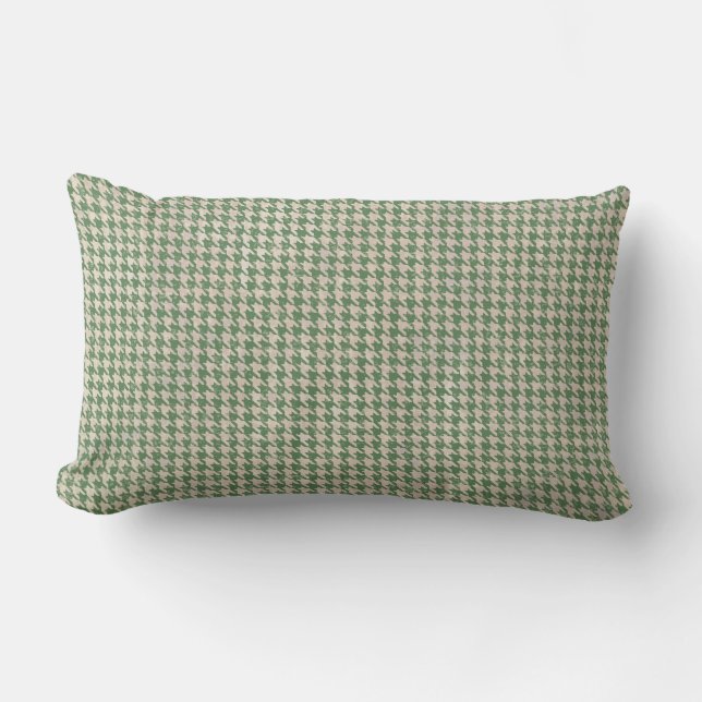 Houndstooth Green Pattern Lumbar Cushion (Front)