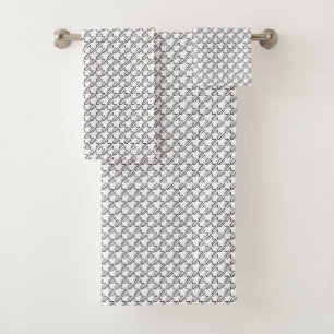 Houndstooth Hollow Black and Transparent Pattern Bath Towel Set