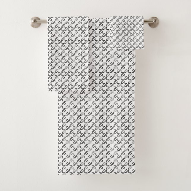 Houndstooth Hollow Black and Transparent Pattern Bath Towel Set (Insitu)