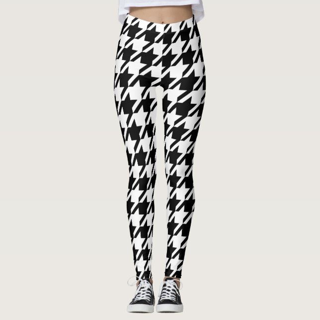 Houndstooth Large Classic Pattern Leggings (Front)