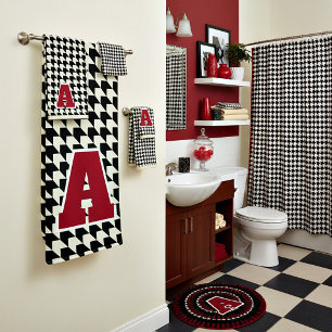 Houndstooth monogram  bath towel set