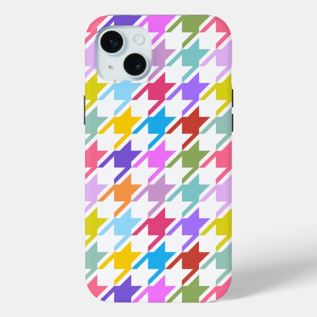 Houndstooth Multicolor+White Big Pattern Case-Mate iPhone Case (Back)