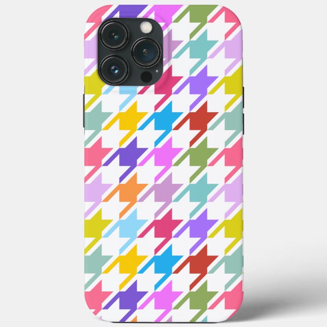 Houndstooth Multicolor+White Big Pattern Case-Mate iPhone Case (Back)