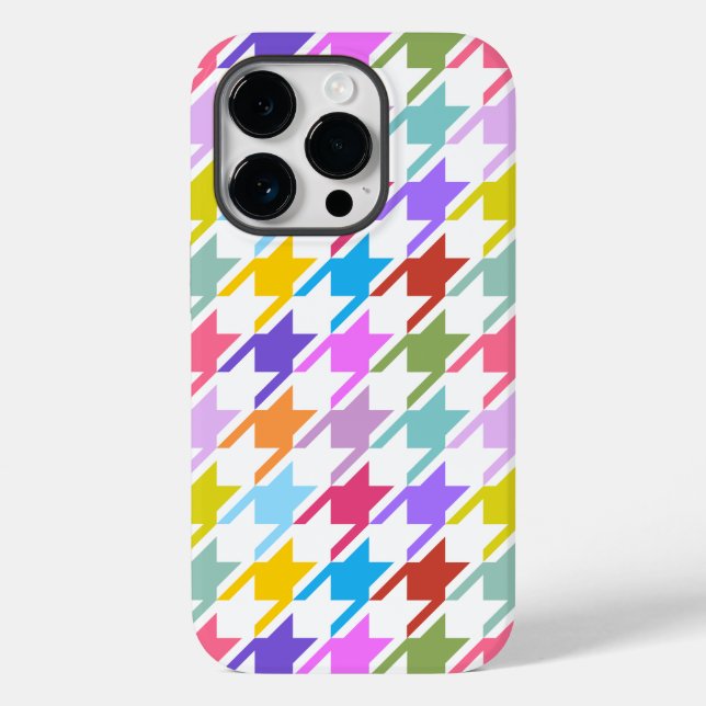 Houndstooth Multicolor+White Big Pattern Case-Mate iPhone Case (Back)