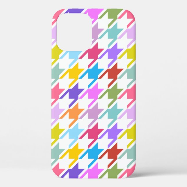 Houndstooth Multicolor+White Big Pattern Case-Mate iPhone Case (Back)