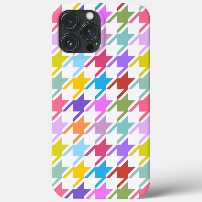 Houndstooth Multicolor+White Big Pattern Case-Mate iPhone Case (Back)