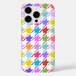 Houndstooth Multicolor+White Big Pattern iPhone 16 Pro Case