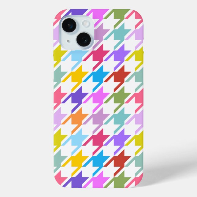 Houndstooth Multicolor+White Big Pattern Case-Mate iPhone Case (Back)