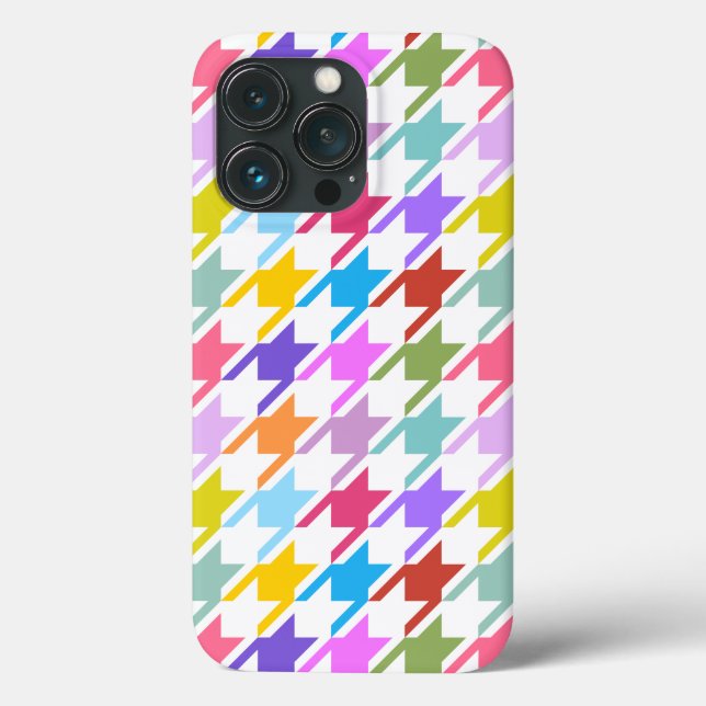Houndstooth Multicolor+White Big Pattern Case-Mate iPhone Case (Back)