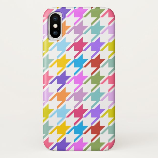 Houndstooth Multicolor+White Big Pattern Case-Mate iPhone Case (Back)