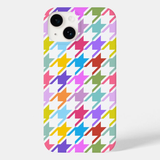 Houndstooth Multicolor+White Big Pattern Case-Mate iPhone Case (Back)