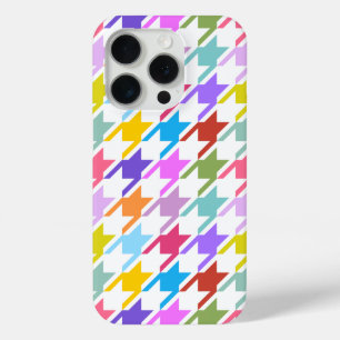 Houndstooth Multicolor+White Big Pattern iPhone 15 Pro Case