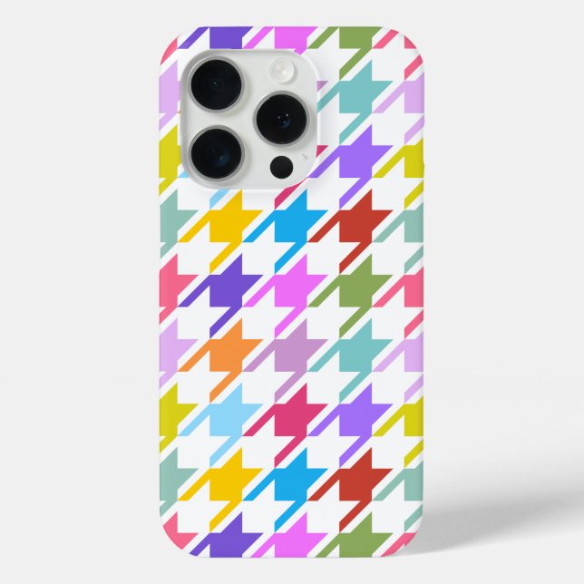 Houndstooth Multicolor+White Big Pattern Case-Mate iPhone Case (Back)
